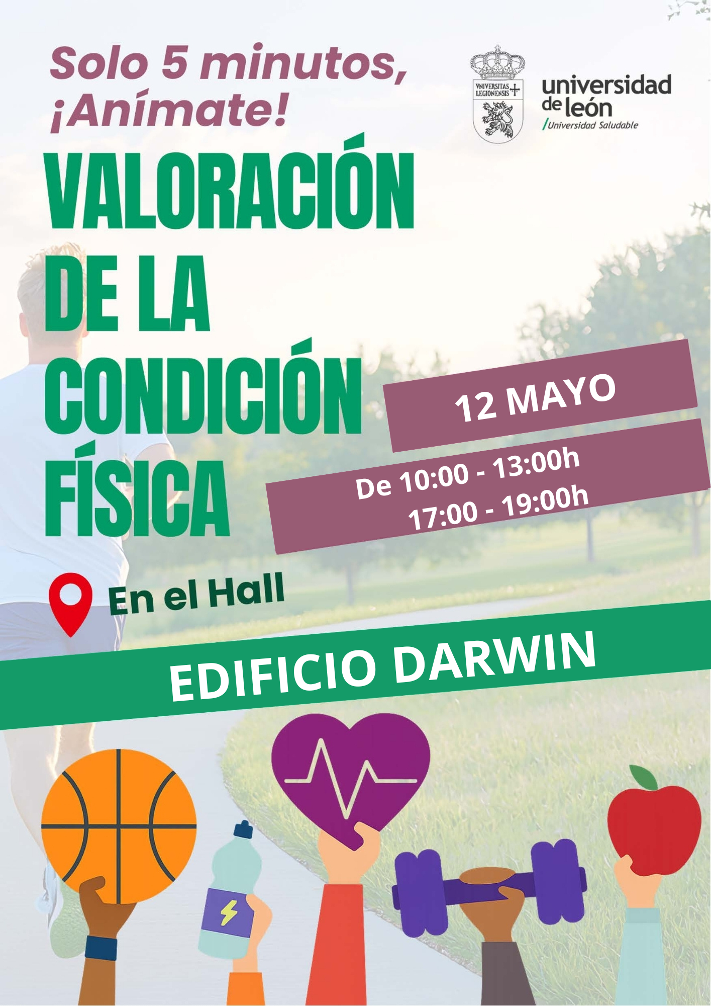 Cartel Taller Condición física en edicio darwin