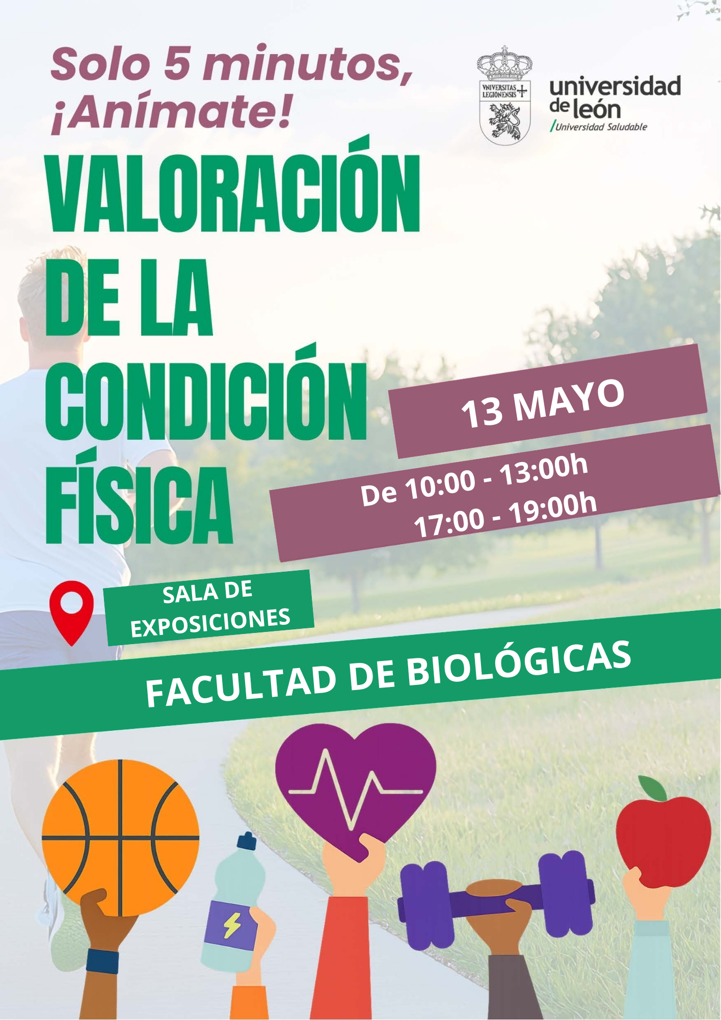 Cartel Taller Condición física en edificio de biologicas